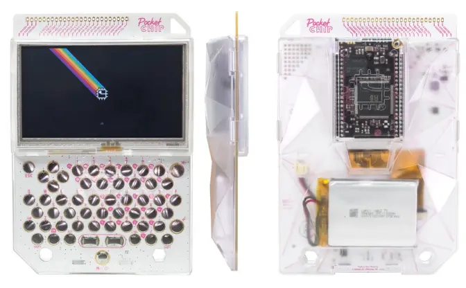 モバイル端末「PocketCHIP」で数百種のドットゲームを改造して遊べる！