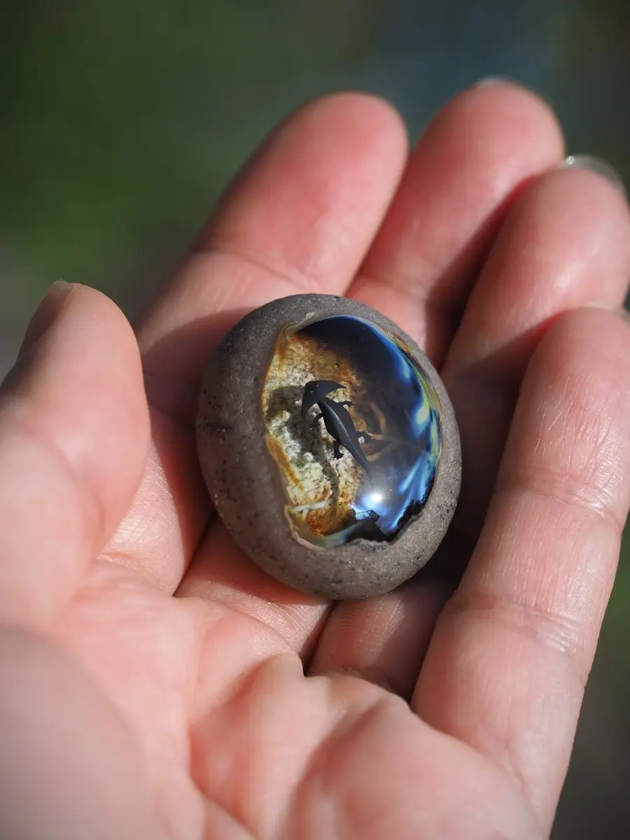 手のひらに蘇る古代生物　神秘的なガラス作品「ペルム紀幻影」の美しさ