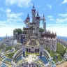 画像はすべて「【Minecraft】四角い世界に海にきらめく魔法の城を築いてみた 【PV】」より