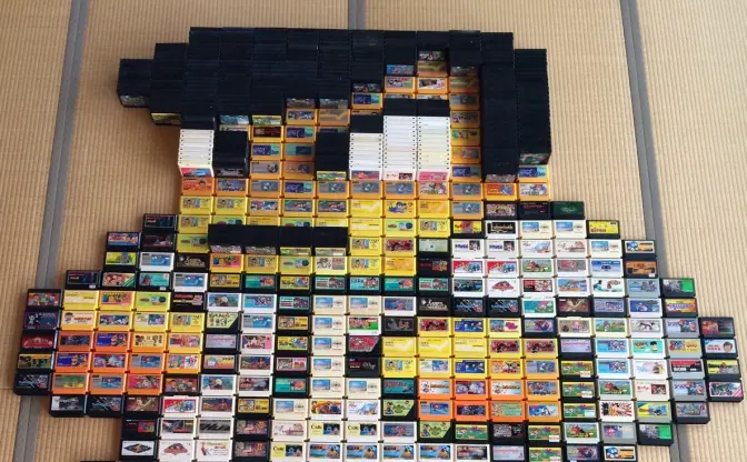 ファミコンソフト約700本で表現 「くにおくん」アートに世界から称賛