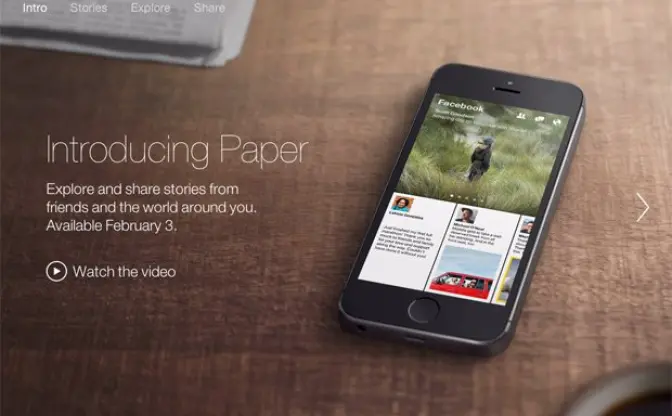 Facebookが放つ、ニュース閲覧アプリ「Paper」