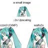 下段右が「waifu2x」を使用した例／画像は「waifu2x」のサイトより