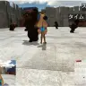 「ユニティちゃんバズーカ」／ゲーム中のスクリーンショット　四方八方をクマが動き回っている