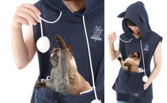 猫用ポケット付き「サマーにゃんガルーパーカー」で夏も猫と遊べるにゃ!