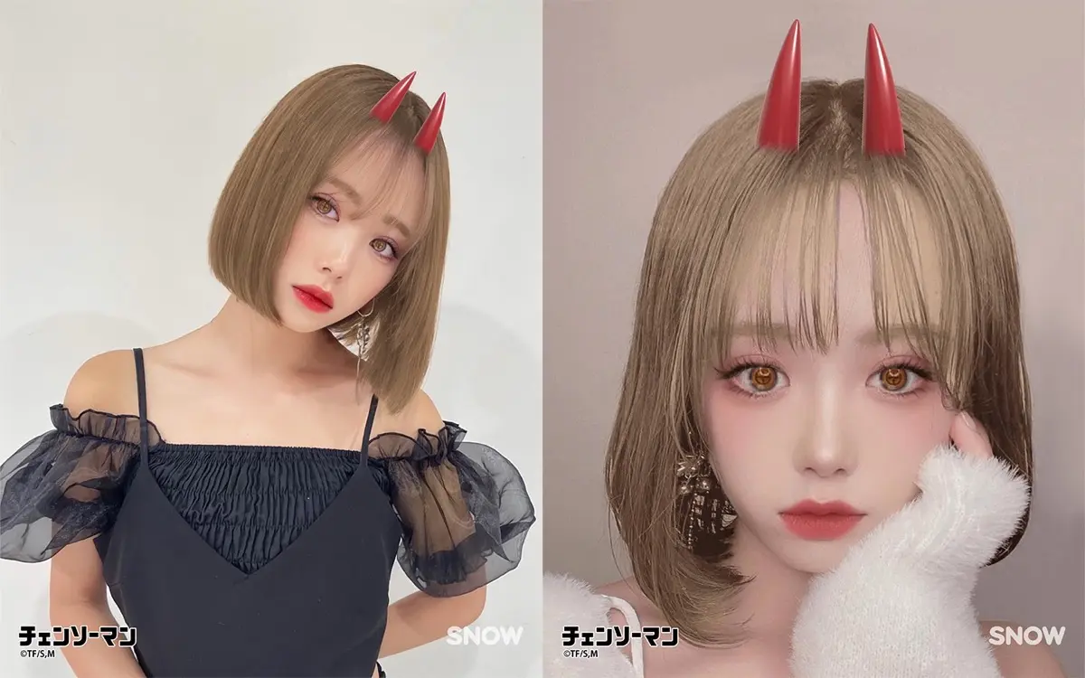 ARカメラアプリ「SNOW」でパワーに変身できる『チェンソーマン』コラボスタンプ