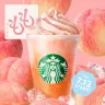 スタバの新作『#桃MOREフラペチーノ® 』(画像はスターバックス コーヒー公式 Twitterより)