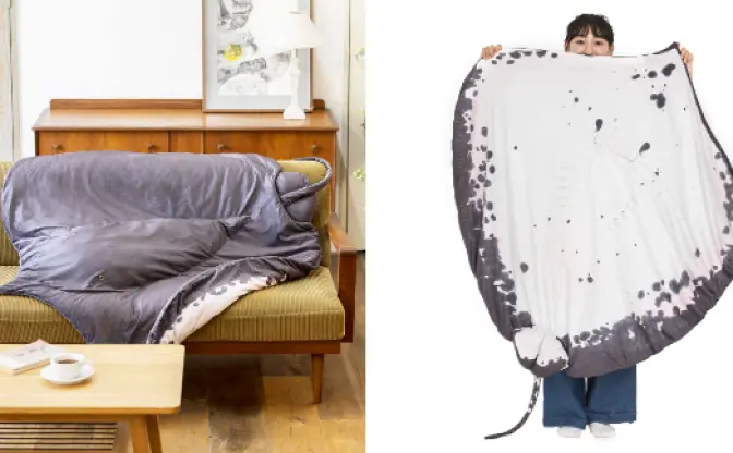 巨大エイと一緒に暮らそう！ 原寸大で再現したブランケット、100人予約で商品化