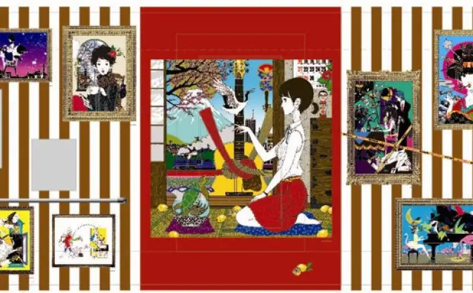 エレベーターが中村佑介のイラスト一色に！ ルミネ新宿名物のアートスポット