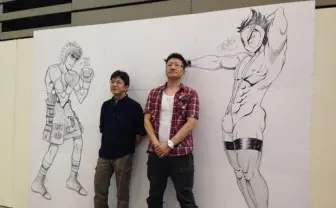 はじめの一歩と変態仮面のコラボドローイングや応援フラッグが展示　徳島「マチ★アソビ」