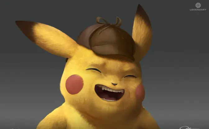 『名探偵ピカチュウ』初期イラスト　しわしわ＆モフモフひかえめでも貫禄十分