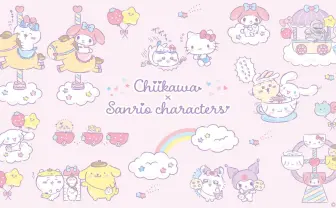 ちいかわ、サンリオの世界に招かれちゃった！ 鎧さんお手製の帽子にうきうき