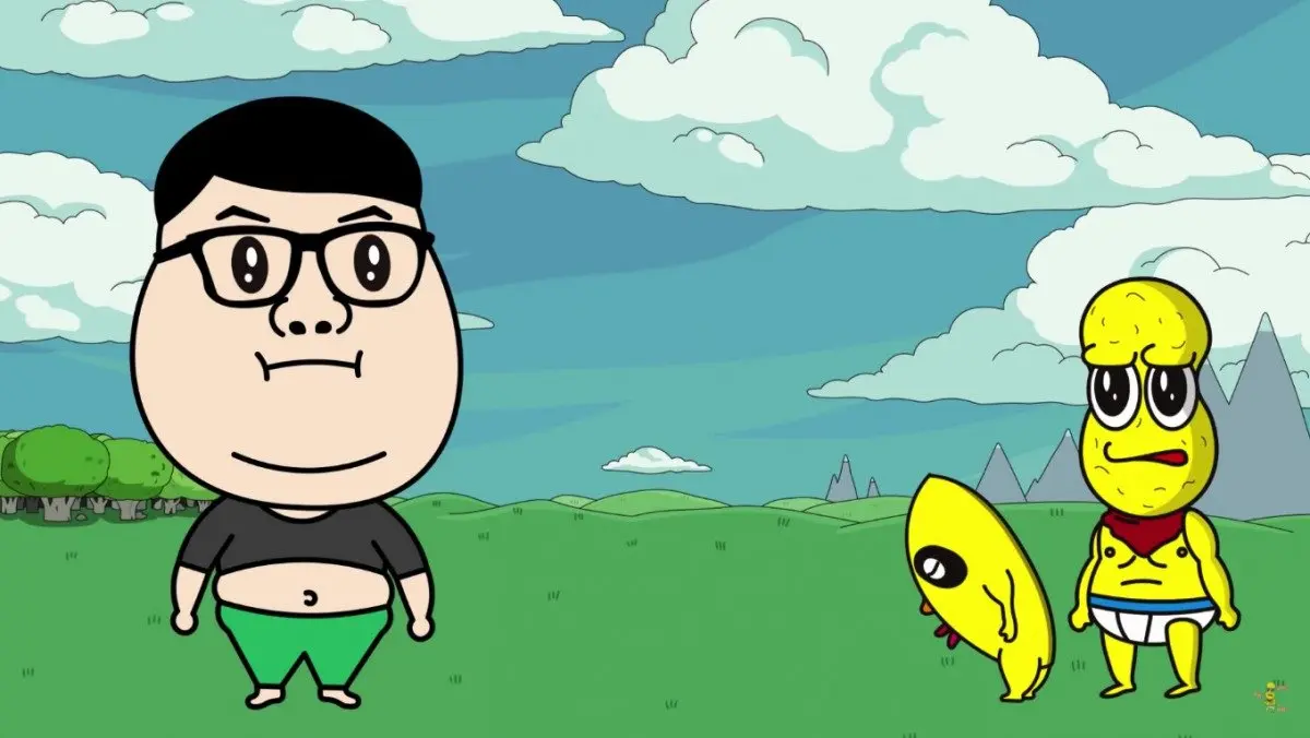 デカキンさんとピーナッツくん／画像は動画「第59話「デカキン現る！」オシャレになりたい！ピーナッツくん【ショートアニメ】」から
