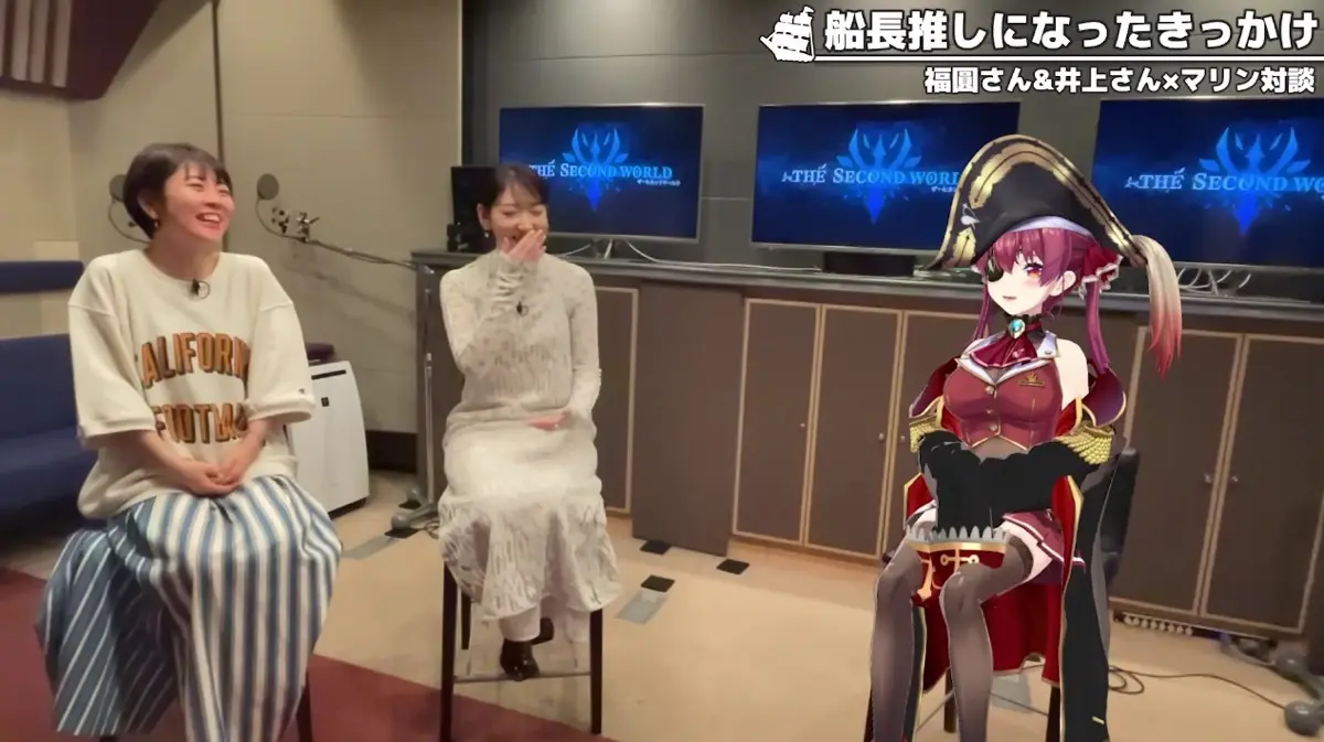 自作RPG『The Second World～世界のつくりかた～』のアフレコ現場に参加した宝鐘マリンさん