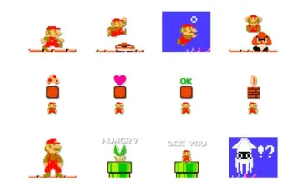 『スーパーマリオ』動いて音が鳴るLINEスタンプ 無限1UPもあるぞ!