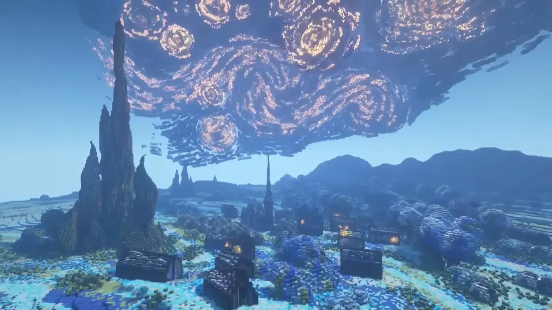 動画「I Built Starry Night in Minecraft!」