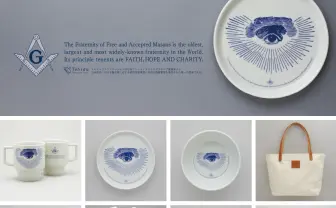 フリーメイソンが日本の伝統芸能とコラボ　お皿などのグッズ販売