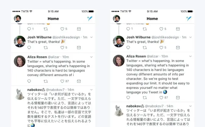 Twitterがツイート文字数を280文字に　英語やスペイン語、ポルトガル語など