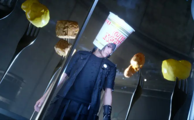 FF15×カップヌードルCM動画が完全にクソコラ　頭からラーメン生えてる…