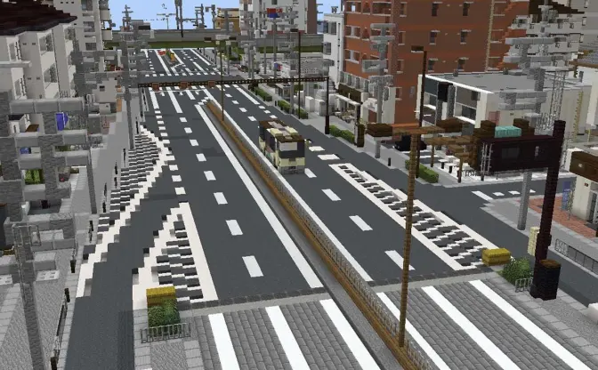 マイクラで再現された大阪の郊外　ブロックとは思えない街並みが超リアル