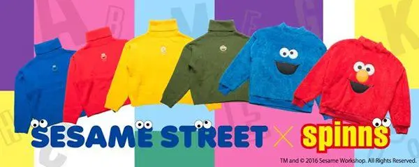 SESAME STREETのモンスターがSPINNSとコラボ！　お目立ちトップスでみんなの視線を集めよう♪