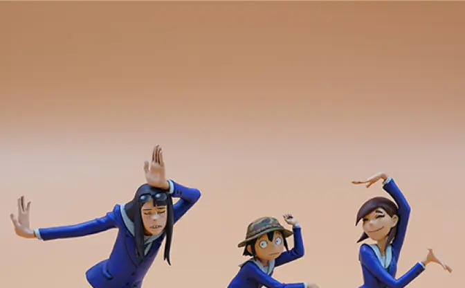 海洋堂『映像研』ガレキ遂に完成　世界で人気になった”あの”ポーズが立体化