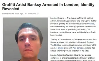 「バンクシー逮捕、実名と顔写真公開」 ネタニュースにネット上が一時騒然