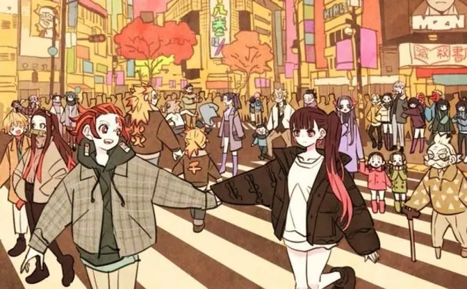 『鬼滅の刃』炭治郎たちが渋谷に集結　ずっと見てたいファンアート