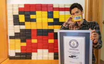 ファミコンソフト4256本でつくった巨大マリオ、ギネス世界記録に認定