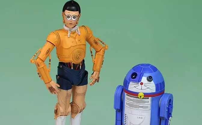 「スター・ウォーズ」C-3POとR2のプラモが匠の技で『ドラえもん』風に！