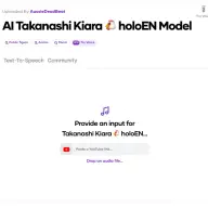 AI Takanashi Kiara holoEN Model／画像は「Voicify.Ai」のスクリーンショット