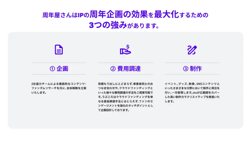 周年さんの3つの強み