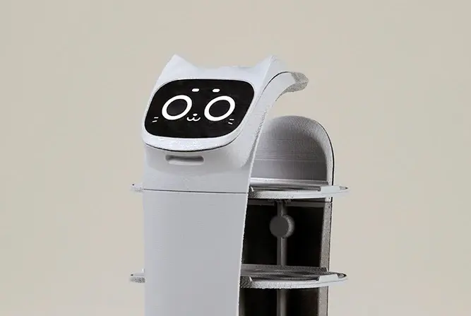 ネコ型配膳ロボット「ベラボット」がプラモデル化 表情がべらぼうに可愛い