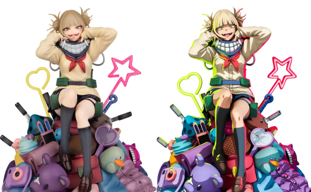 りぺらぼ 元になったフィギュア（左）と、アニメ塗りを施したフィギュア（右