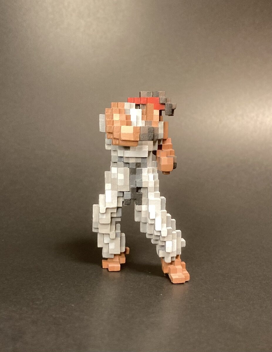 スト2』リュウを立体ドットで再現 ゲーム画面から飛び出たような造形が