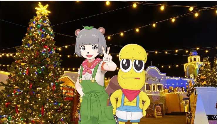 園内のクリスマスマーケットではグッズ＆フードを販売