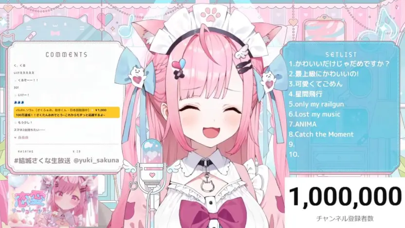 結城さくなさんが100万人突破を迎えた瞬間