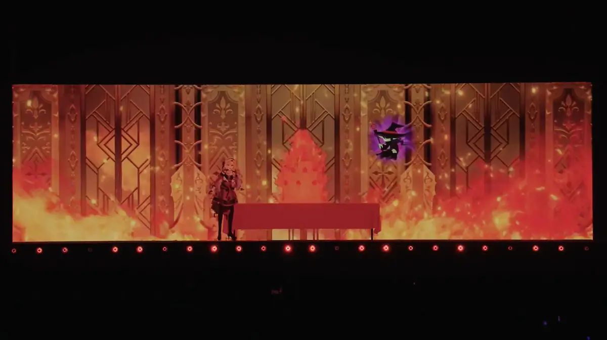 魔女が本性を表したの同時に炎に包まれるパーティー会場