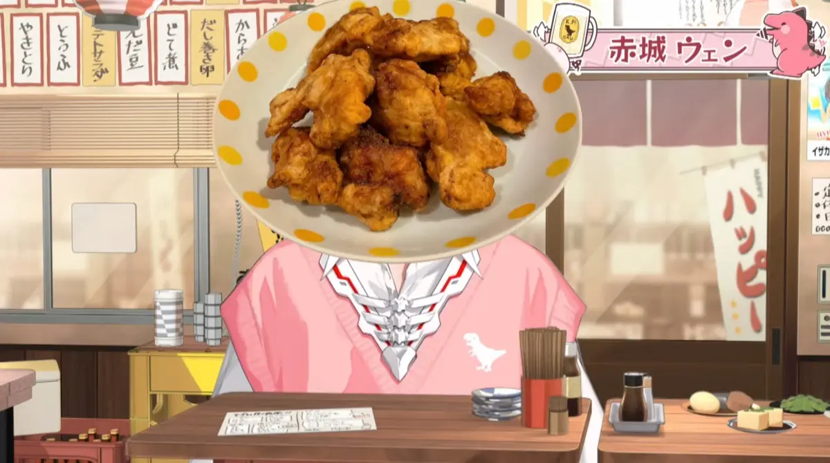 自作唐揚げを紹介する赤城ウェンさん