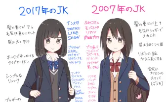 2007年頃のJKとイマドキJK……その生態をまとめたイラストが話題