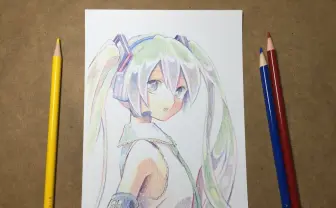 赤青黄の3色だけで描いた初音ミクが美しい… もはや魔法の領域