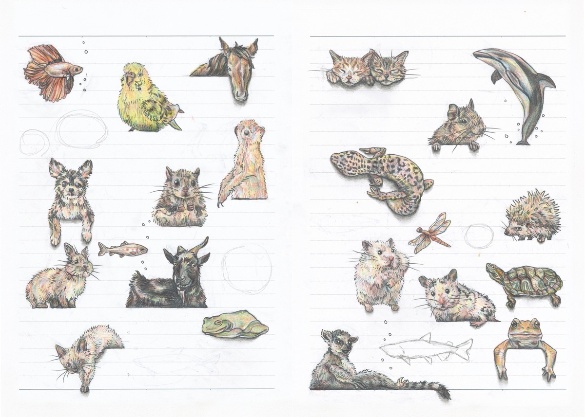 晴夏さんの作品集『罫線で遊ぶ動物』誌面サンプル6