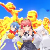 ぽこピーランドを訪れた星街すいせいさん、さくらみこさん、白上フブキさん／画像は<a href="https://www.youtube.com/watch?v=vGLst2Sj0gc" target="_blank">YouTube</a>のスクリーンショット