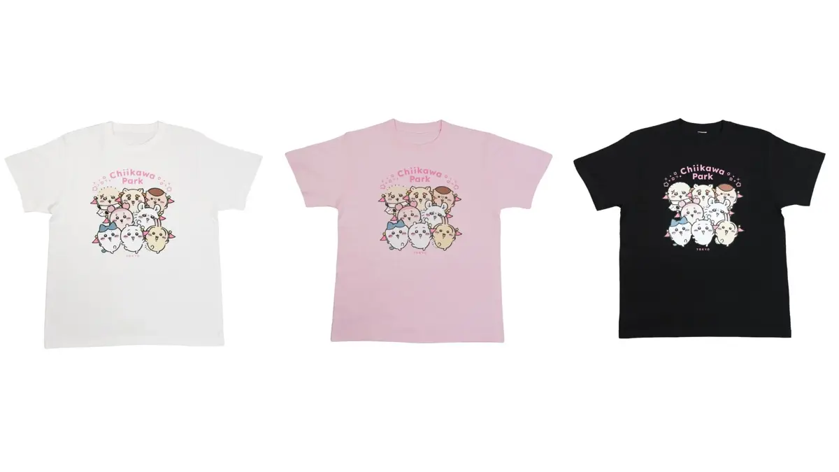 ちいかわパーク Tシャツ メインビジュアル（全3色）　各¥3,190（税込）