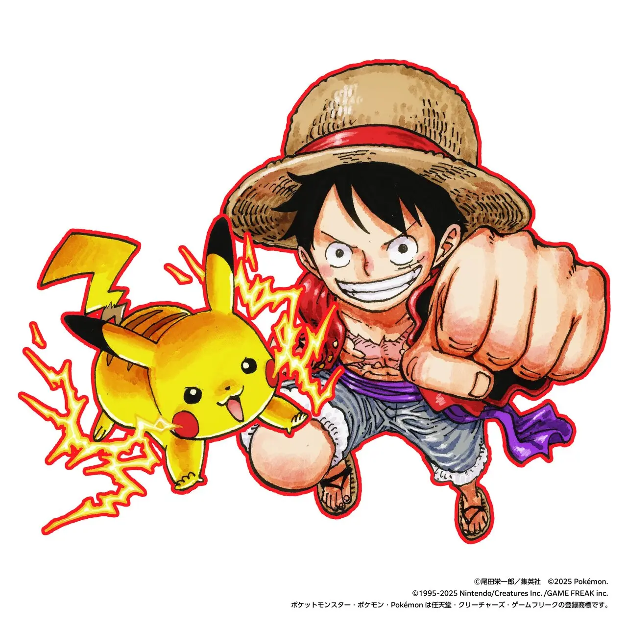 『ONE PIECE』とピカチュウのコラボイラスト