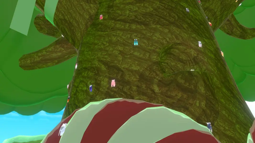 大樹の表面に見える点、それぞれがセミ