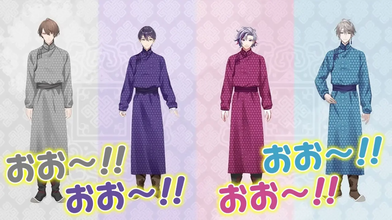 モンゴルの民族衣装を着たROF-MAOメンバー