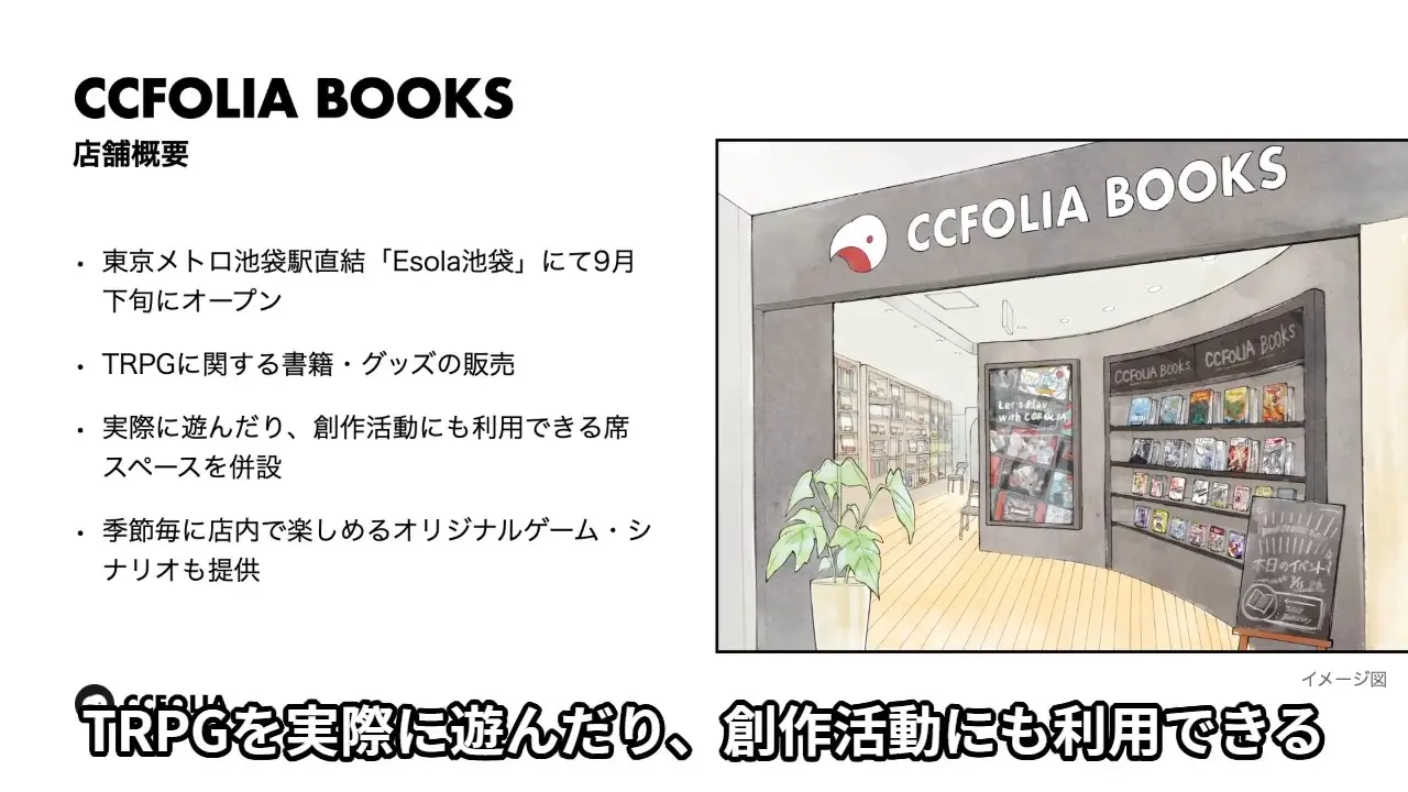 TRPG書籍・グッズ販売だけでなく、創作活動に使える席スペースも確保