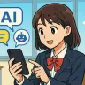 ChatGPTにAIと会話する高校生のイラストを依頼し、出力されたもの