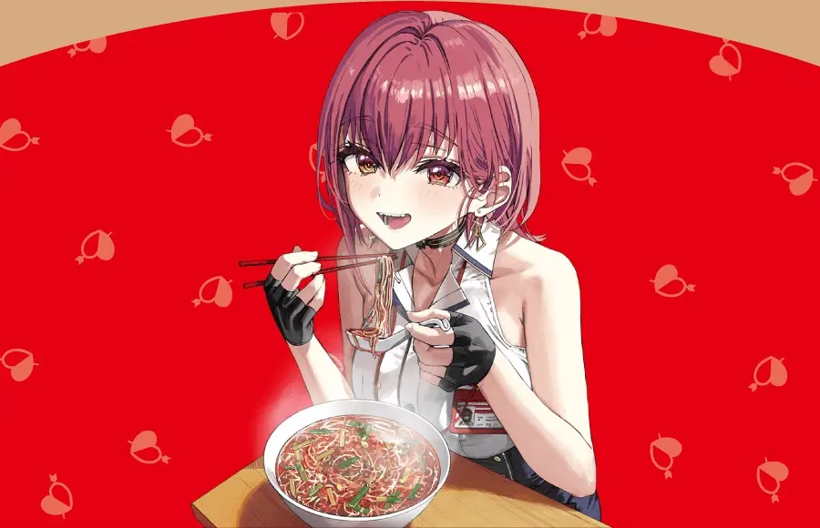 ラーメンを食べる宝鐘マリンさん