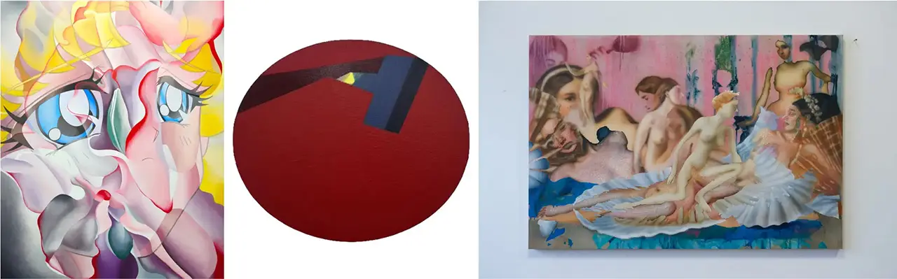 左から）山本れいら「I hate flowers 25」、山田康平「untitled」、Lea Embeli「NA」※掲載画像作品は全て本フェアにて展示・販売いたします。